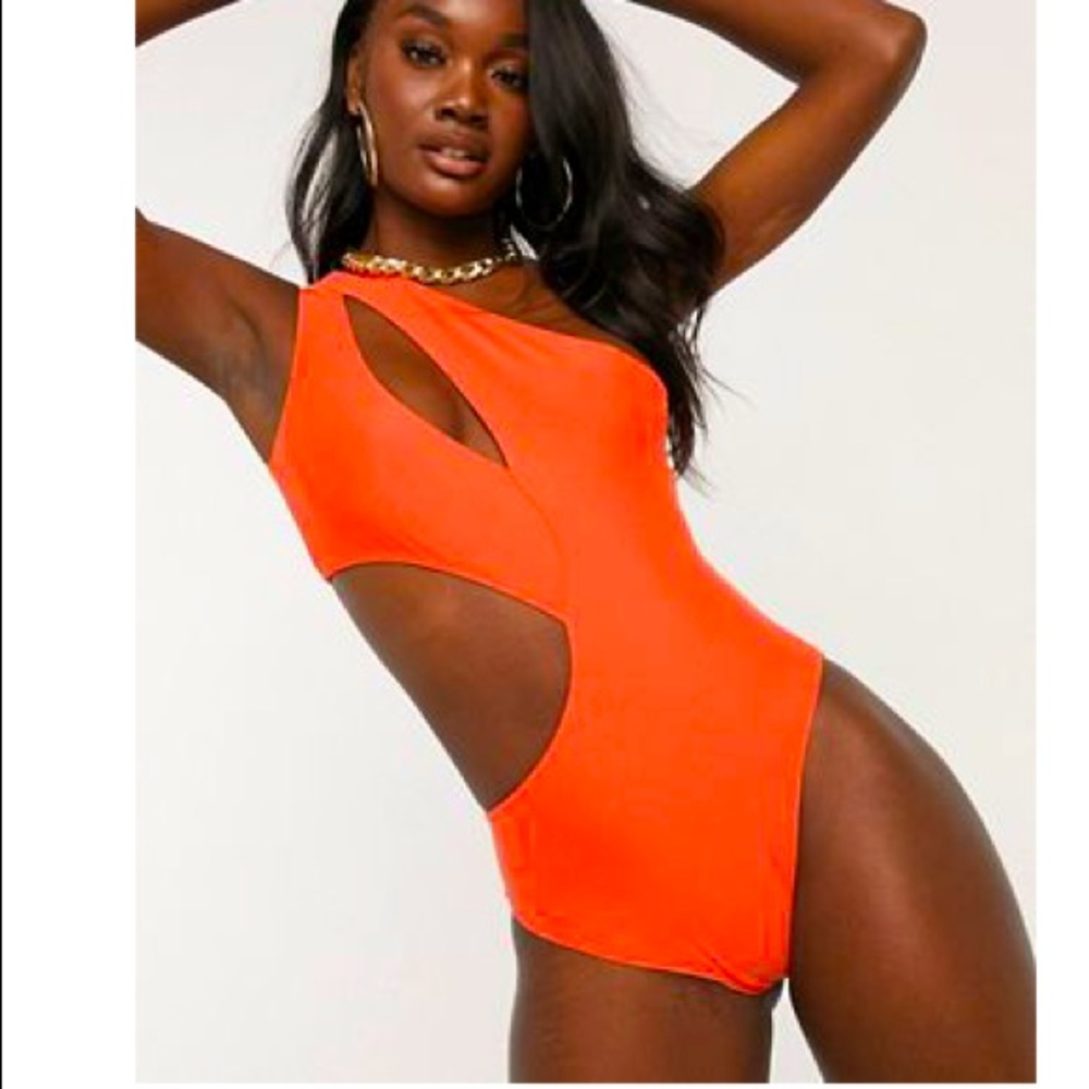 Swim Society Monaco one shoulder cut out swimsuit size small